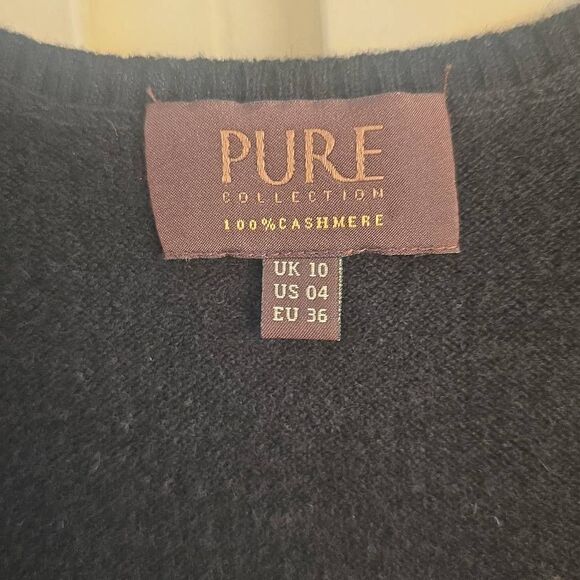 Pure Collection Black 100% Cashmere Knitted Tank,Scoop Neck, Pre-Owned, Sz. 4 - Picture 6 of 6